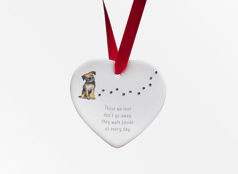 Border Terrier Walk Beside Us Ceramic Heart